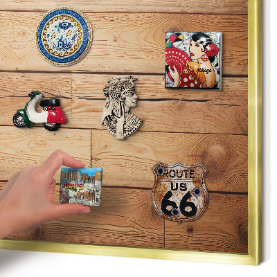 Lavagna magnetica per calamite souvenir in colore oro Tavole di legno