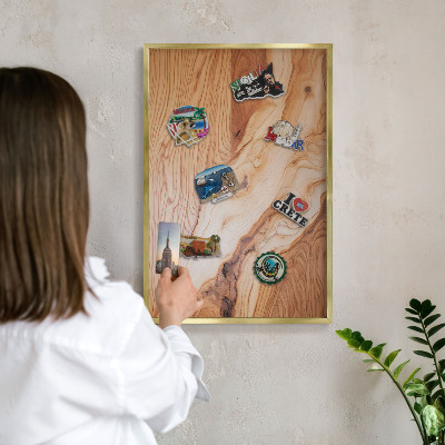 Lavagna magnetica per calamite souvenir in colore oro Struttura in acciaio