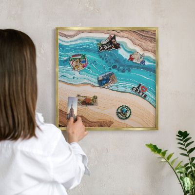 Lavagna magnetica per calamite souvenir in colore oro Strati della Terra