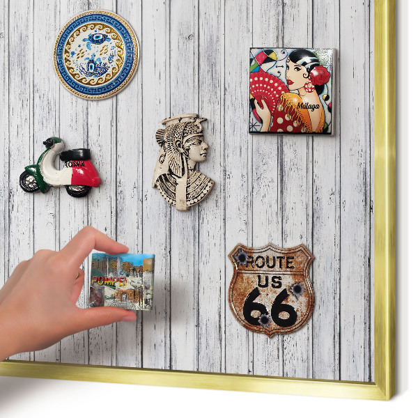 Lavagna magnetica per calamite souvenir in colore oro Legni leggeri