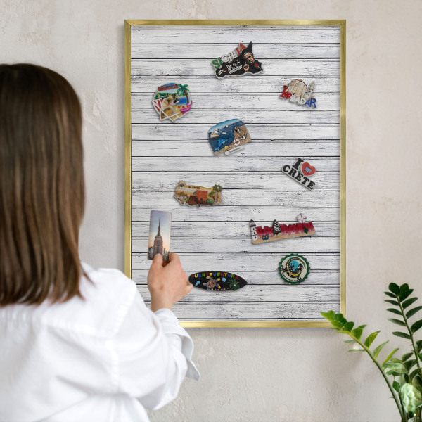 Lavagna magnetica per calamite souvenir in colore oro Legni leggeri