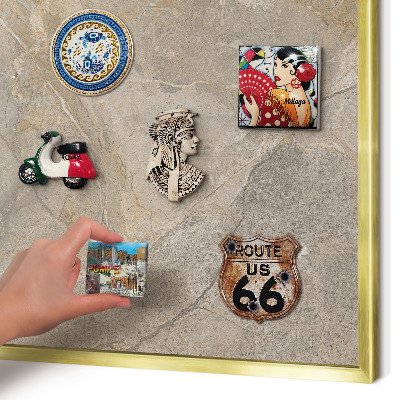 Lavagna magnetica per calamite souvenir in colore oro Pietra beige