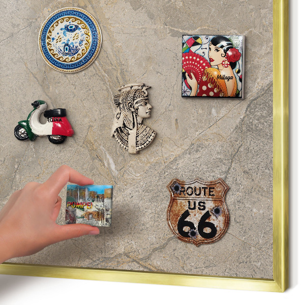 Lavagna magnetica per calamite souvenir in colore oro Pietra beige