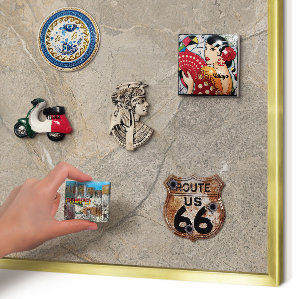 Lavagna magnetica per calamite souvenir in colore oro Pietra beige