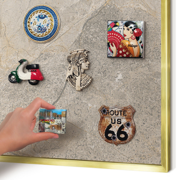Lavagna magnetica per calamite souvenir in colore oro Pietra beige