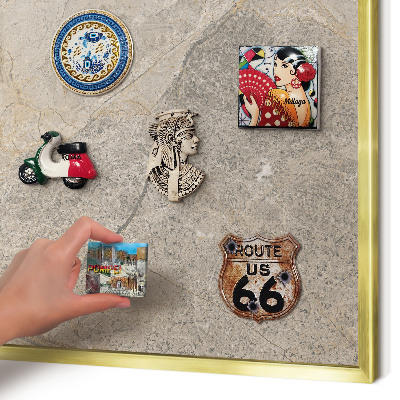 Lavagna magnetica per calamite souvenir in colore oro Pietra beige