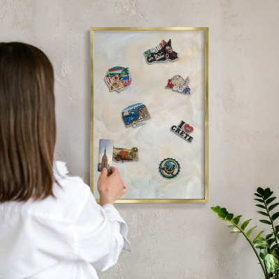 Lavagna magnetica per calamite souvenir in colore oro Eleganza discreta