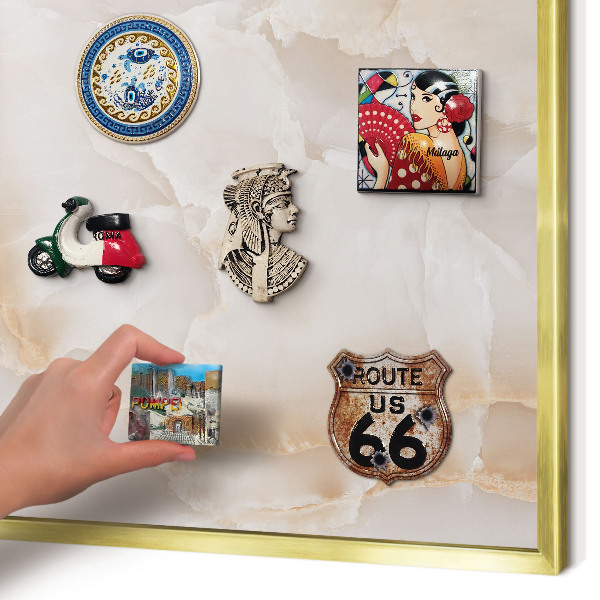 Lavagna magnetica per calamite souvenir in colore oro Onde sottili