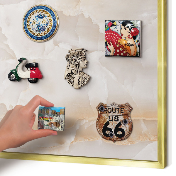 Lavagna magnetica per calamite souvenir in colore oro Onde sottili