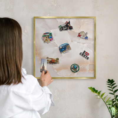 Lavagna magnetica per calamite souvenir in colore oro Onde sottili