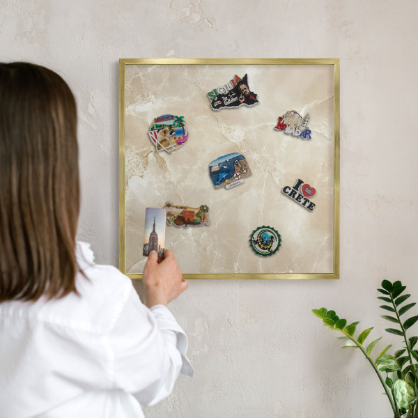 Lavagna magnetica per calamite souvenir in colore oro Motivo marmorizzato