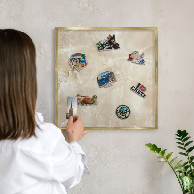 Lavagna magnetica per calamite souvenir in colore oro Motivo marmorizzato