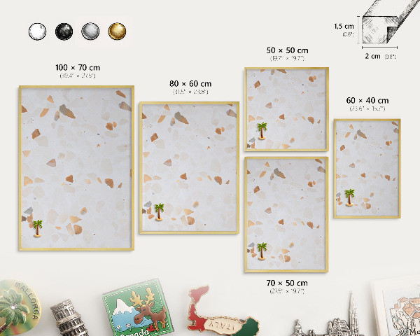 Lavagna magnetica per calamite souvenir in colore oro Mosaico caldo