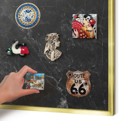 Lavagna magnetica per calamite souvenir in colore oro Marmo nero