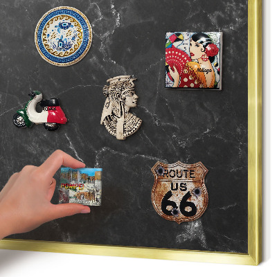 Lavagna magnetica per calamite souvenir in colore oro Marmo nero