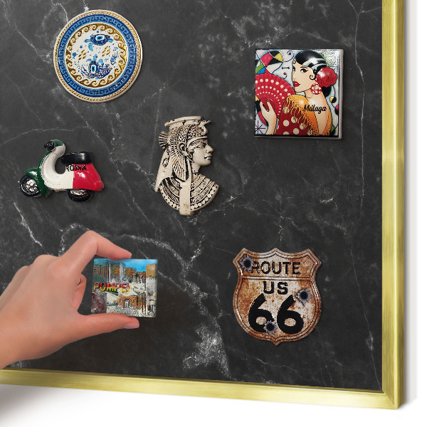 Lavagna magnetica per calamite souvenir in colore oro Marmo nero