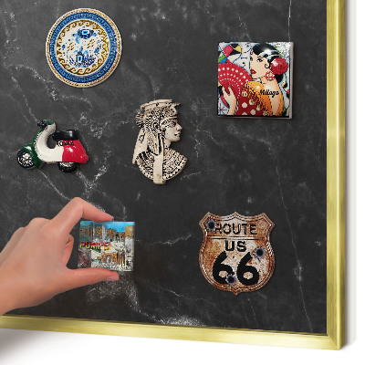 Lavagna magnetica per calamite souvenir in colore oro Marmo nero