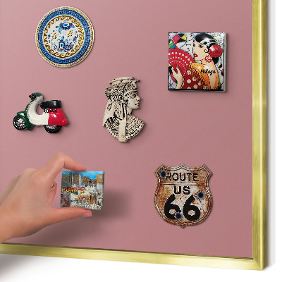 Lavagna magnetica per calamite souvenir in colore oro Rosa cipria