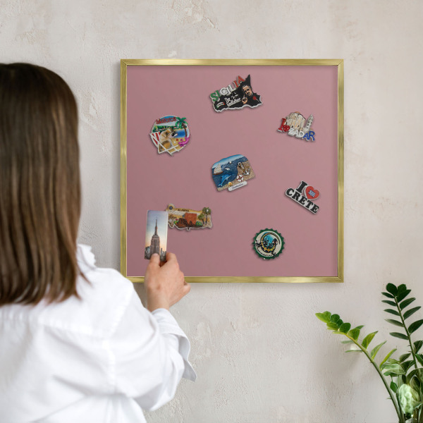 Lavagna magnetica per calamite souvenir in colore oro Rosa cipria