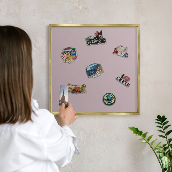 Lavagna per calamite delle vacanze con cornice dorata Lilla pastello