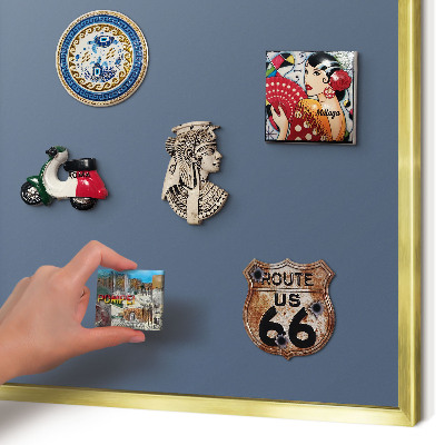 Lavagna magnetica per calamite souvenir in colore oro Blu pastello