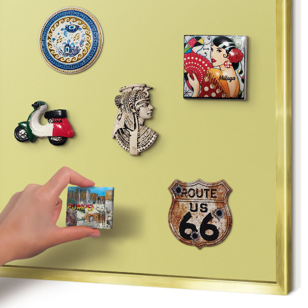 Lavagna magnetica per calamite souvenir in colore oro Senape leggera