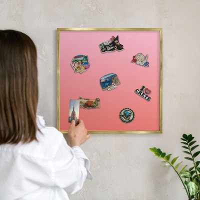 Lavagna magnetica per calamite souvenir in colore oro Rosa arancione