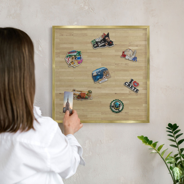 Lavagna magnetica per calamite souvenir in colore oro Struttura in acciaio