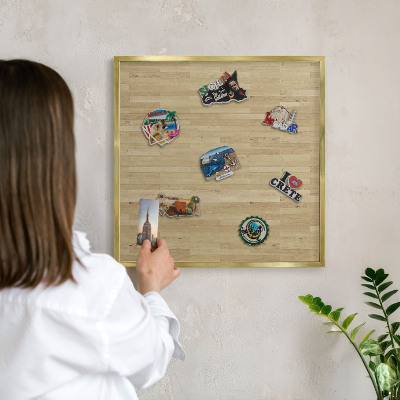 Lavagna magnetica per calamite souvenir in colore oro Struttura in acciaio