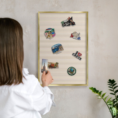 Lavagna magnetica per calamite souvenir in colore oro Strisce verticali