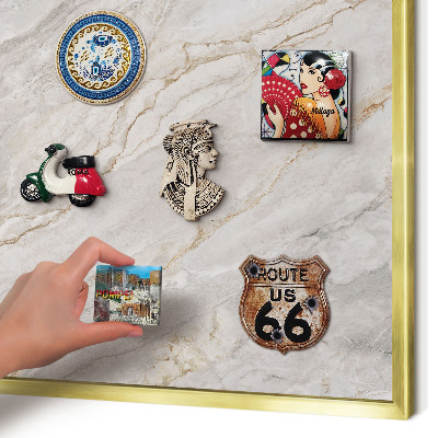 Lavagna magnetica per calamite souvenir in colore oro Eleganza del marmo
