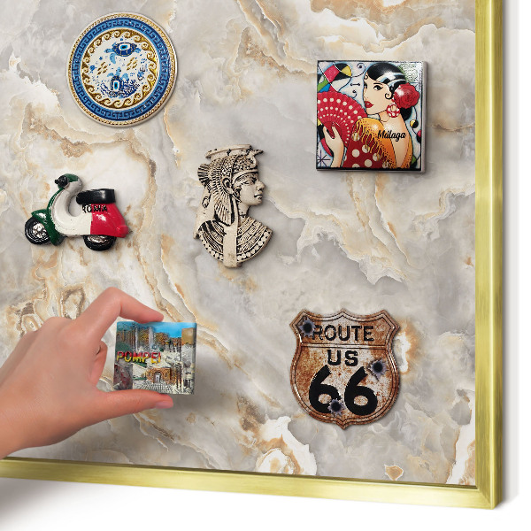 Lavagna magnetica per calamite souvenir in colore oro Eleganza del marmo