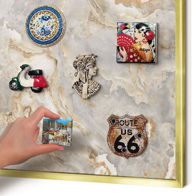 Lavagna magnetica per calamite souvenir in colore oro Eleganza del marmo