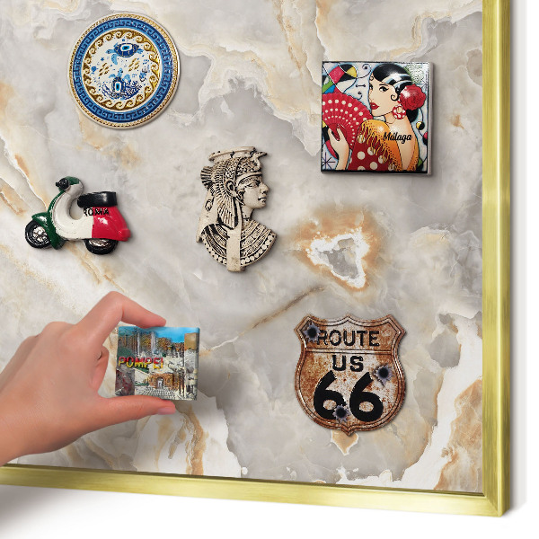 Lavagna magnetica per calamite souvenir in colore oro Eleganza del marmo