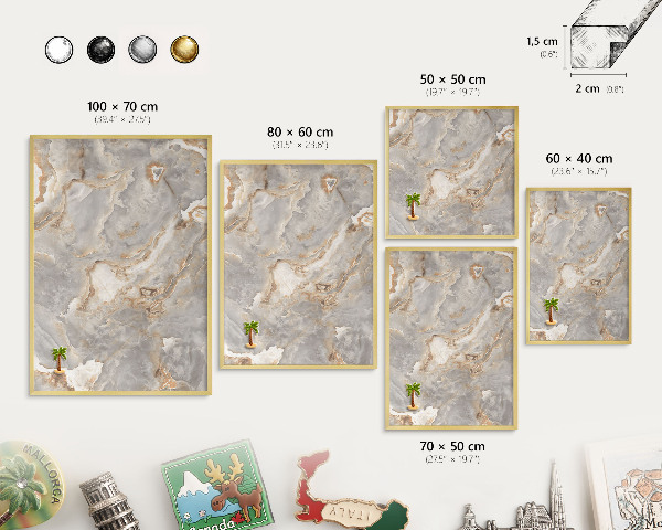 Lavagna magnetica per calamite souvenir in colore oro Eleganza del marmo