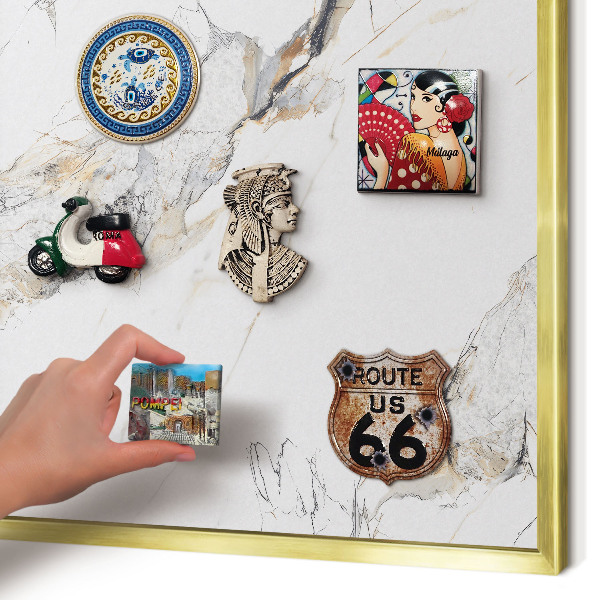 Lavagna magnetica per calamite souvenir in colore oro Effetto marmo