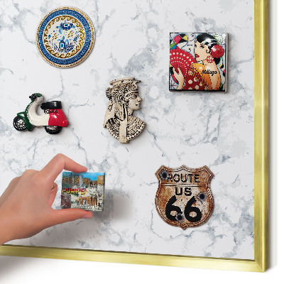 Lavagna magnetica per calamite souvenir in colore oro Estetica del marmo