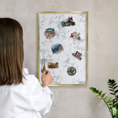 Lavagna magnetica per calamite souvenir in colore oro Estetica del marmo