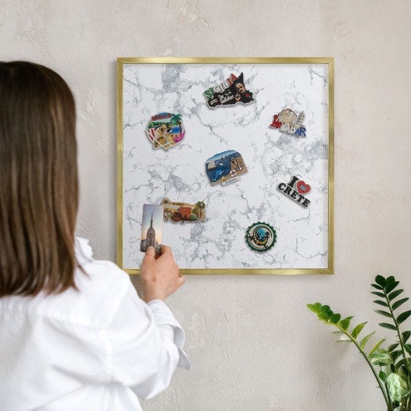 Lavagna magnetica per calamite souvenir in colore oro Estetica del marmo