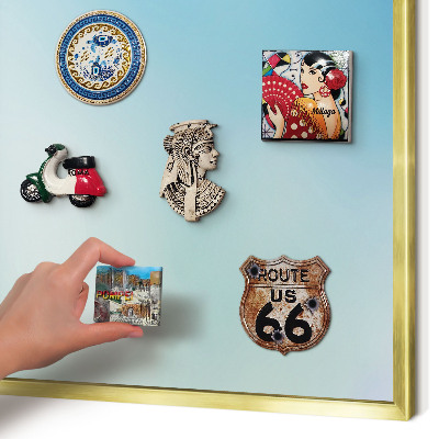 Lavagna magnetica per calamite souvenir in colore oro Cielo blu