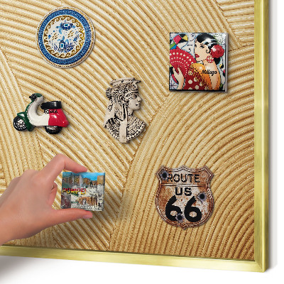 Lavagna magnetica per calamite souvenir in colore oro Linee strutturali