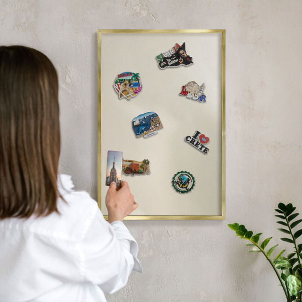 Lavagna magnetica per calamite souvenir in colore oro Tono nebbia