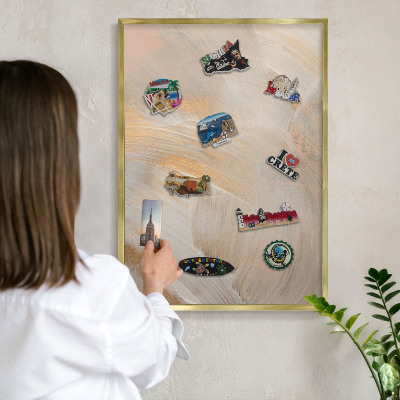 Lavagna magnetica per calamite souvenir in colore oro Astrazione elegante