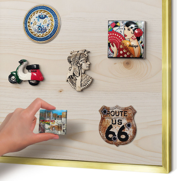 Lavagna magnetica per calamite souvenir in colore oro Modello in legno