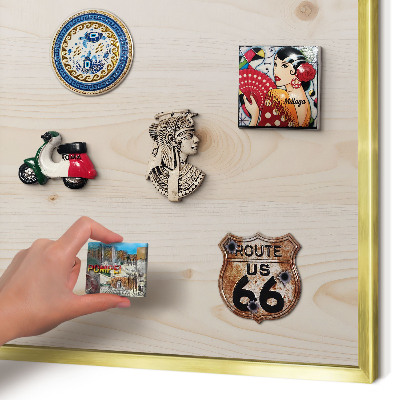 Lavagna magnetica per calamite souvenir in colore oro Modello in legno