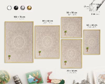 Lavagna per calamite delle vacanze con cornice dorata Mandala decorativo