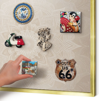 Lavagna magnetica per calamite souvenir in colore oro Modelli di mandala