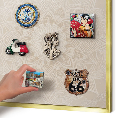 Lavagna magnetica per calamite souvenir in colore oro Modelli di mandala
