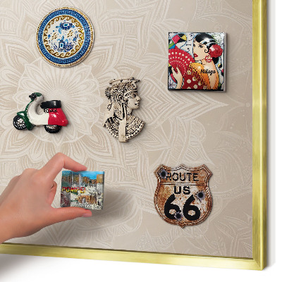 Lavagna magnetica per calamite souvenir in colore oro Modelli di mandala