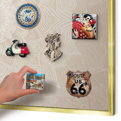Lavagna magnetica per calamite souvenir in colore oro Modelli di mandala